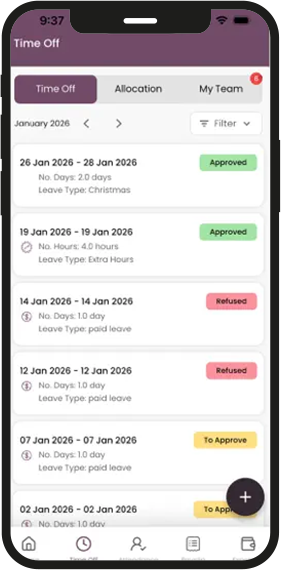 Mobile app features screen
